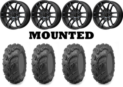 Kit 4 Maxxis Zilla Tires 27x10-14 on MSA M43 Fang Matte Black Wheels POL