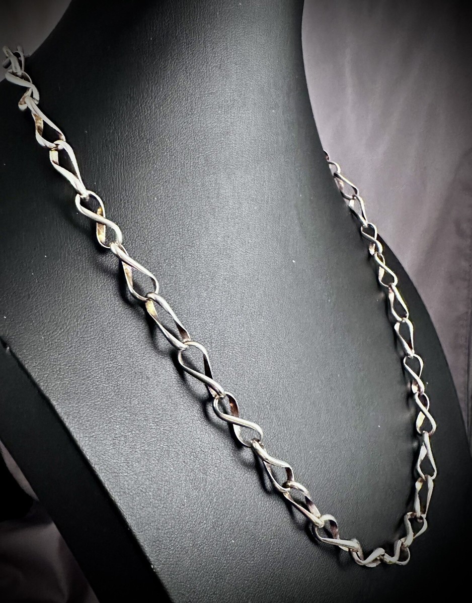 Navajo Handmade Sterling Silver Twisted Links Chain by Sally