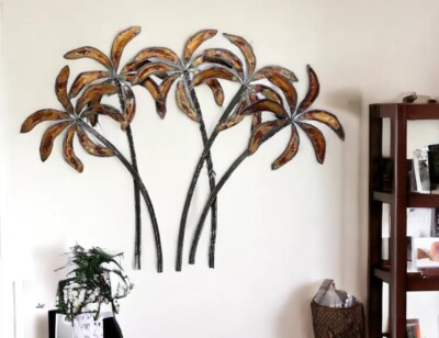 Set Of Two Large C. Jere  Island Palms  Wall Sculptures 42 H Signed & Dated 2003
