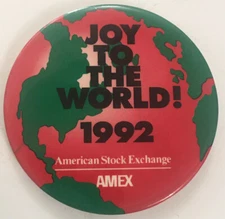 1992 American Stock Exchange (AMEX) Season's Greetings X-Mas 3" Pinback Button