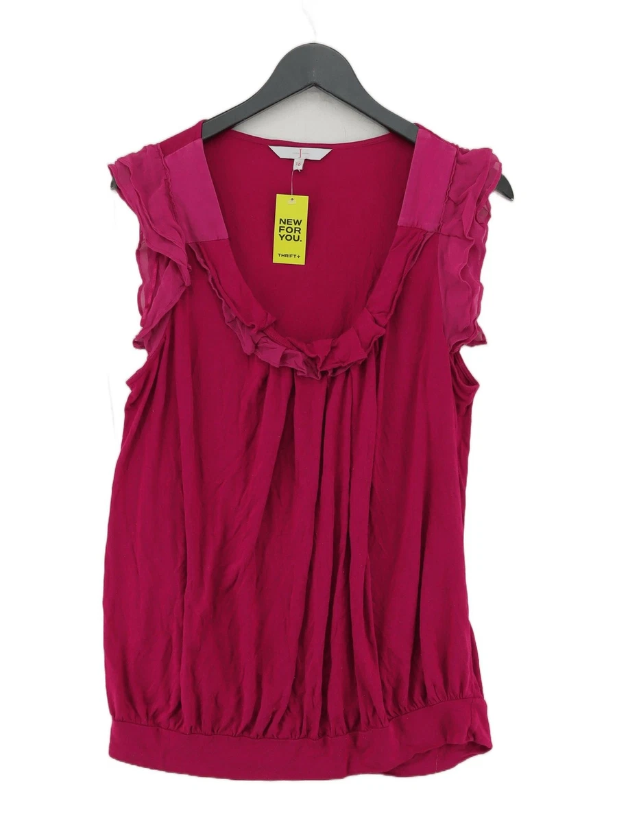 Jasper Conran T. 16 (44) Rose Blouse Popover à Boutons Manche courte