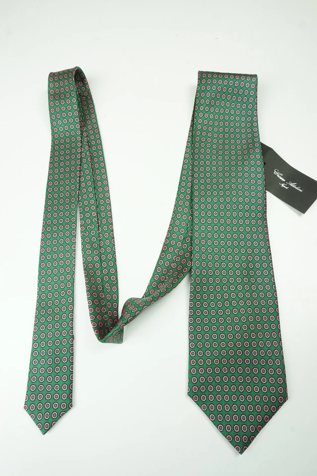 Cesare Attolini изумруд жевательная резинка розовый круглый 100% шелк галстук совершенно новый - Изображение 2 из 4