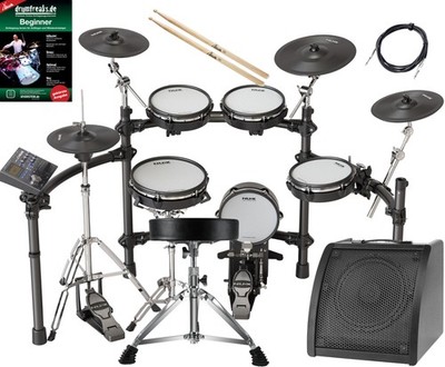 DM-8 E-Drumset E-Drum Kit Drum-Monitor Hocker Schule Sticks Kabel Mesh Bluetooth