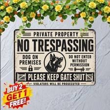 Beware Of Dog Boundary Tin Sign Durable Property Security Plaque 8x12 Inch