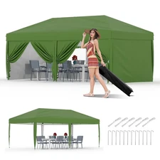 10x10FT Pop Up Canopy Tent with 4 Removable Sidewalls, Outdoor Heavy Canopy