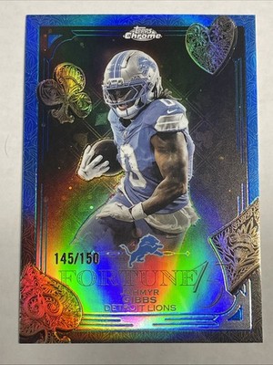 Jahmyr Gibbs 2025 Topps Chrome Fortune 15 Color Match Blue /150 Lions