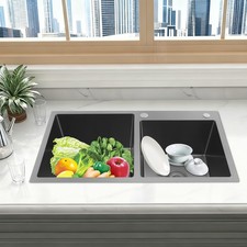 Dual Bowl Drop In Kitchen Sink Stainless Steel Sink Rectangular Kitchen Sink