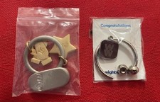 Vtg Weight Watchers WW Metal Award Keychains With Charms Set of 2