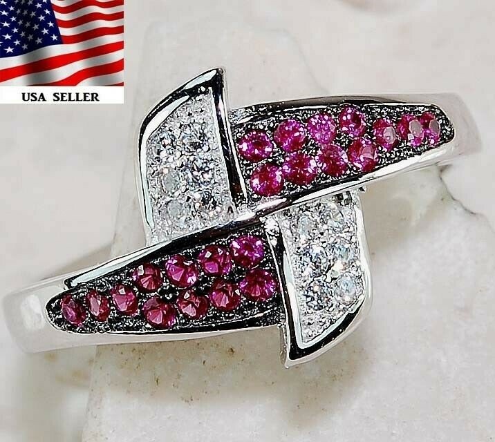 1CT Heat Treated Rubellite Tourmaline 925 Solid Sterling Silver Ring  Sz 9 G2-7
