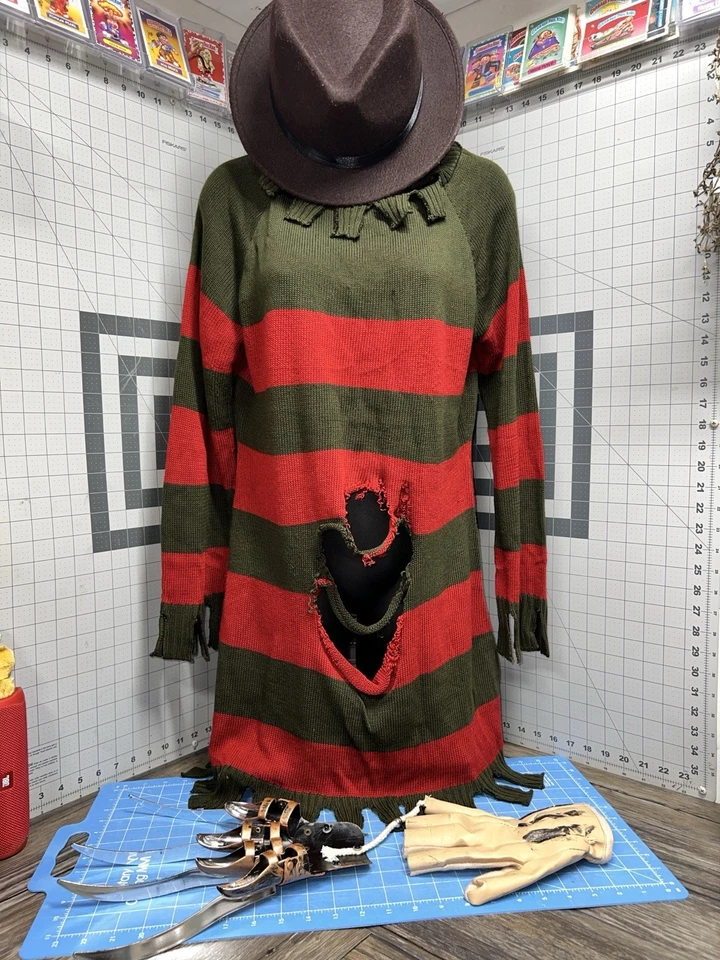 Nightmare On Elm St. Women’s Adult Lg Mrs Kruger Costume Knit Dress Glove Hat Foto 3 de 4
