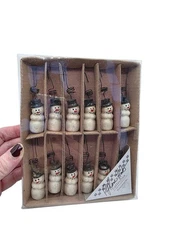 Vintage Primitives by Kathy PJ Rankin Hults Snowman Mini Christmas Ornaments 12