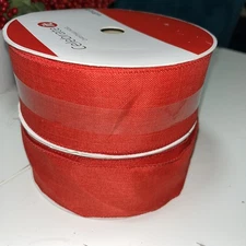  Celebrate it Red Wired Ribbon, Checker and Solid, 2.5” X 75', LOT/3 - NEW