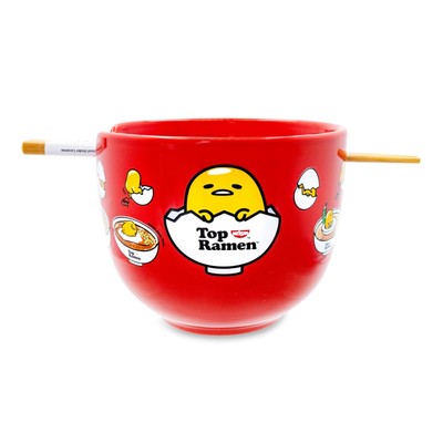 Sanrio Gudetama X Nissin Top Ramen 20-Unzen Nudel Schüssel Und Essstäbchen Set