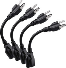 4pk Short Extension Cord Outlet Saver - 8 16awg 3 Prong Power Strip Liberator 4pk Short Extension Cord Outlet Saver - 8 16awg 3 Prong Power Strip Liberator