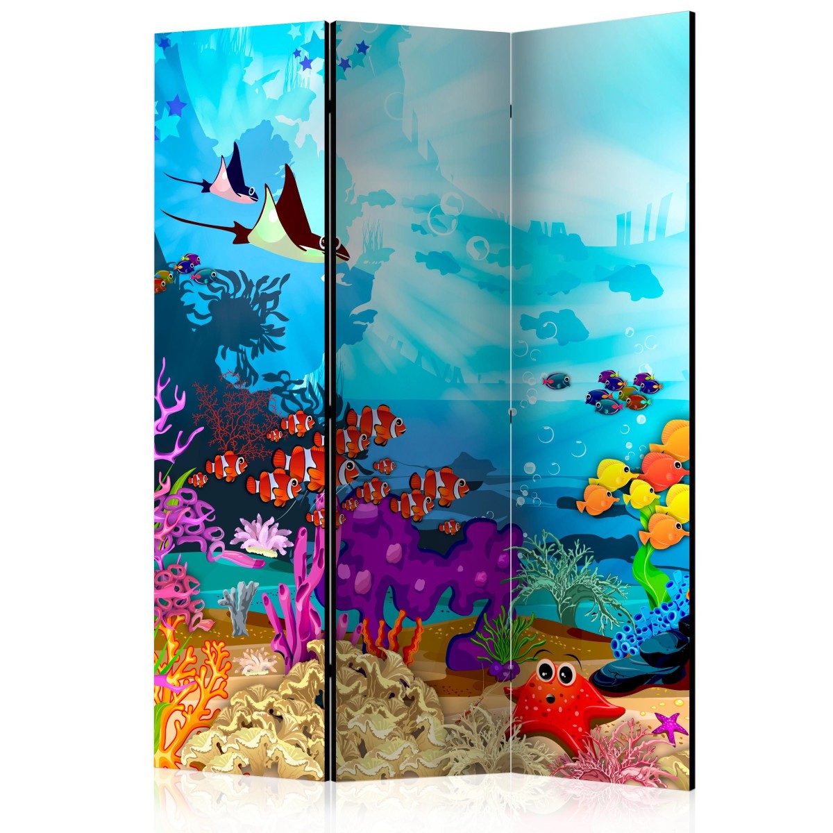 Paravent 3 volets Colourful Fish pour cacher le désordre et diviser un studio