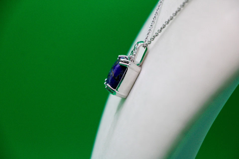 Ожерелье с подвеской из платины и лазурита поверх меди с магнитным пятном сталь 20 дюймов - Изображение 4 из 4