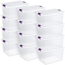 Sterilite 66 Quart Clear Plastic Latching Han...