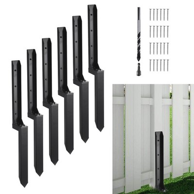 6-Pack Fence Post Anchor Repair Kit 2 x2 Inches Support Stakes Steel