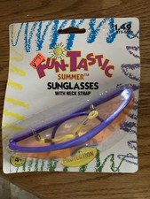 Fun-tastic Vintage Kids Summer Sunglasses With Neck Strap 1997