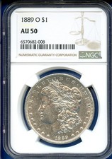 1889 O NGC AU50 Morgan Silver Dollar $1 US Mint Rare Key Date Coin 1889-O AU-50