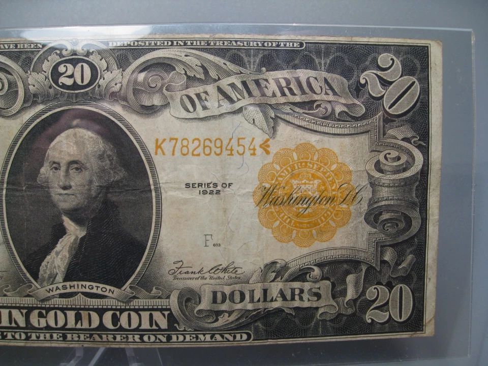 1922 $20 GOLD Certificate Large Size Note. FR.1187 - Image 4 of 4