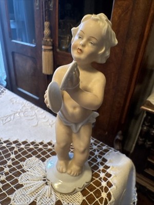 Schaubach Kunst  Wallendorf Porzellan Putto, Knabe mit Becken 30er Jahre