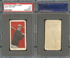1911 E94 George Close Candy Josh Devore ~ red background ~ PSA 1 (mk) sharp