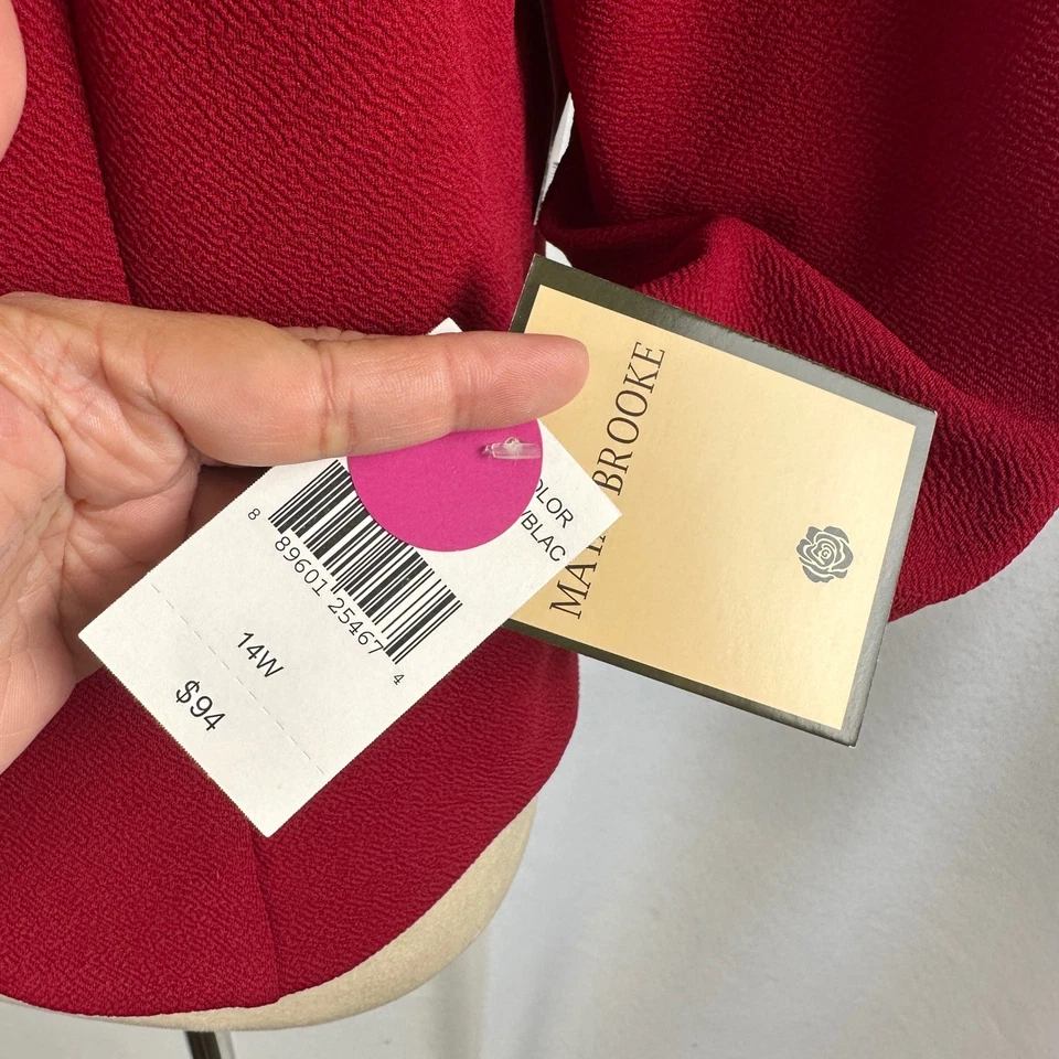 Nueva Chaqueta Blazer Maya Brooke Mujer 14 Roja Negra Manga 3/4 Frente Abierto Talla Foto 3 de 4