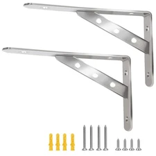 2 Pack 12 Inch L Shelf Bracket Heavy Duty Floating Hidden Stainless Steel