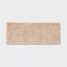 24"x60" Spa Plush Bath Rug Almond - Threshold: Machine Washable,