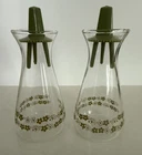 Vintage Pyrex Corelle Salt Pepper Shakers Spring Blossom Crazy Daisy Green