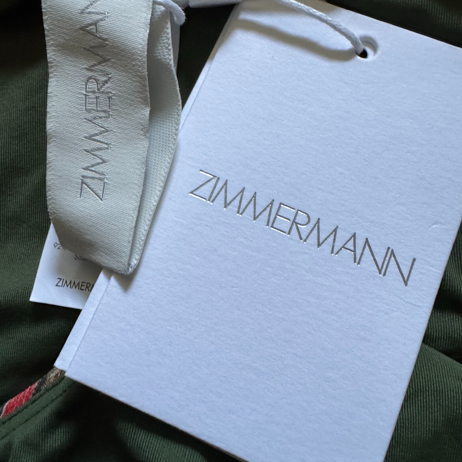 Zimmermann Empire Bikini Size 1 AU 10/US 6 BNWT Forest Green Print Tie 2 Piece