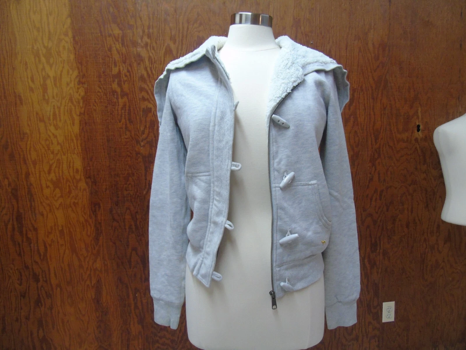 UNDERCOVER Victoria's Secret rosa felpa con cappuccio bottoni davanti grigio "Live Pink" taglia M Medium