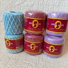 South Maid Lot Of 5 Size 10 Cotton Crochet Thread Assorted Colors Blue Pink Purp