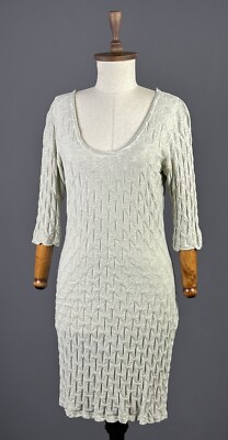 ELEMENTE CLEMENTE Gray Textured 3/4 Sleeve Bodycon Shift Dress Size 3