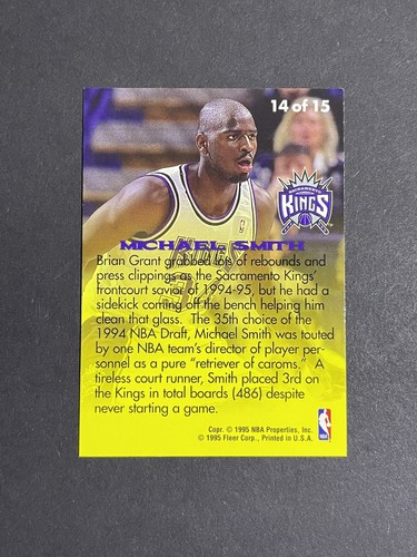 1995-96 Fleer Michael Smith Rookie Sensation Insert Card #14 - Sacramento Kings - Picture 2 of 2
