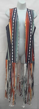 LUCKY & BLESSED L&B Apparel Southwestern Studded Fringed Open Front Duster Small