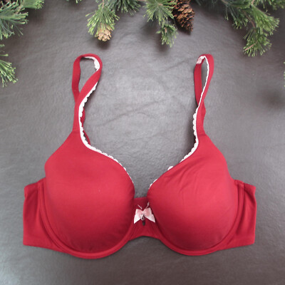 Victoria's Secret Bra 34D Red Padded Underwire Adjustable Clasp Back