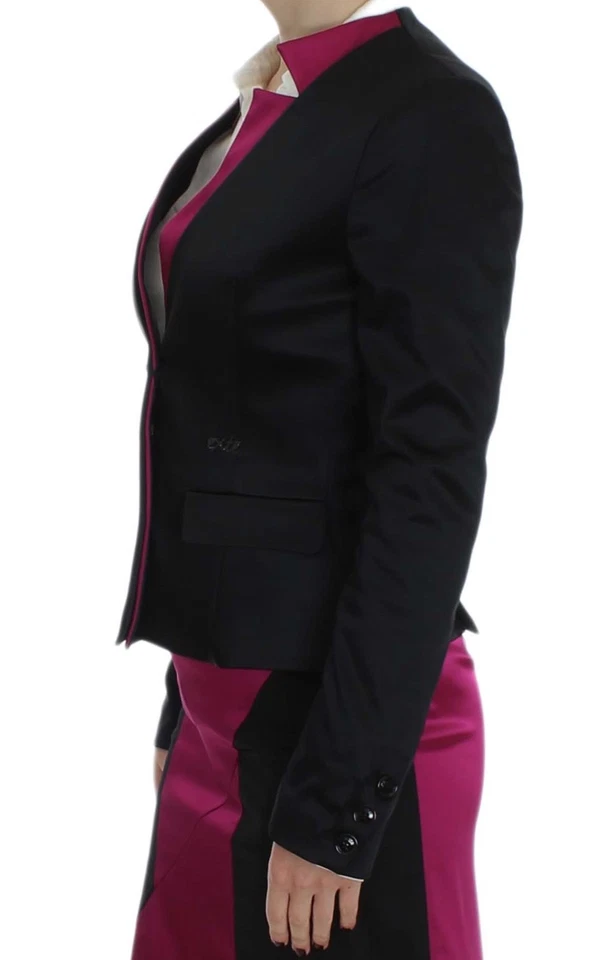 Chaqueta Blazer EXTE Tres Botones Negro Rosa Abrigo Elástico s. IT40 / US S PRECIO DE VENTA SUGERIDO POR EL FABRICANTE $800 Foto 2 de 4