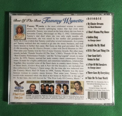 Tammy Wynette Super Hits Country Hall Of Fame CD 2000 Gusto/Sony New/Sealed - Imagen 2 de 2