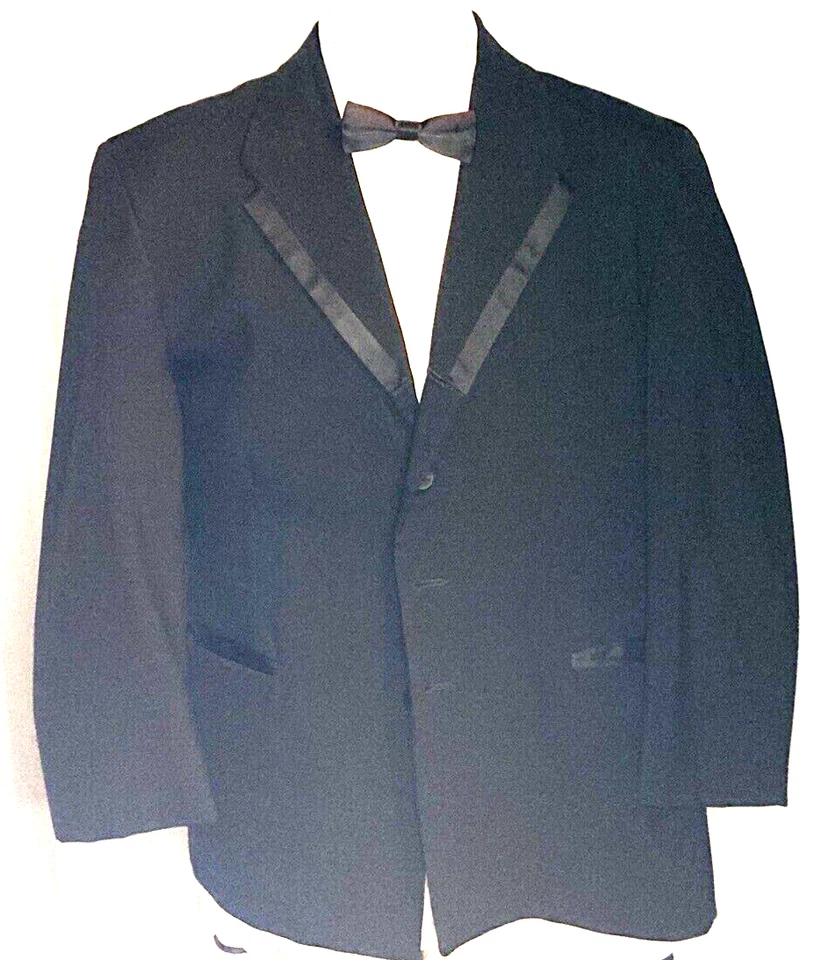 usado, OSCAR DE LA RENTA, 41S, esmoquin negro/ajuste satinado, muy buen estado Foto 2 de 4