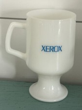 Vintage Xerox Milk Glass Pedestal Coffee Mug Rochester NY Excellent!