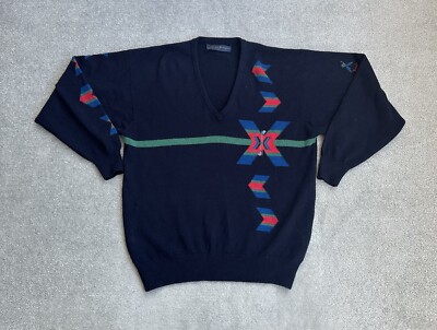 PRINGLE Herren Pullover Gr M Wolle Sweater Jumper Vintage Golf Logo 14301 Blau
