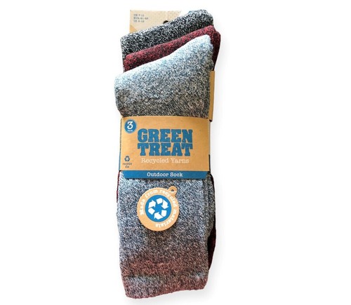 Green Treat Herren Recycling Garne Outdoor Socken 3 Paar meliert blau rot schwarz - Bild 2 von 5