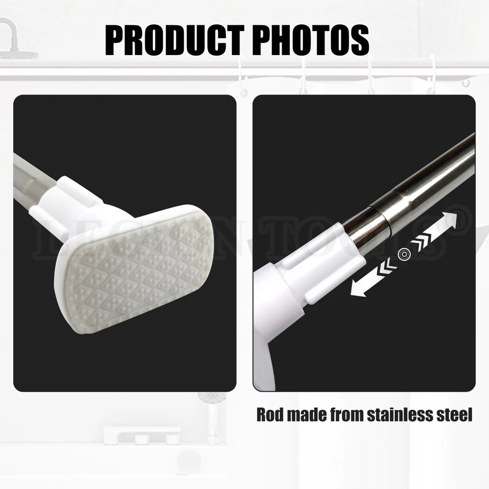 Adjustable Curtain Tension Rod Extendable Rack Shower Wind Curtain Closet Pole - image 3 of 4