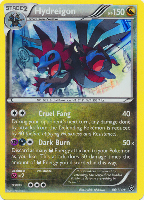 Pokemon - Hydreigon - 86/114 - Holo Rare - XY - Steam Siege - LP