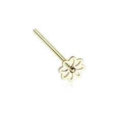Gold Plated 316L Surgical Steel Screw LBend Nose Bone Daisy Flower Stud Ring 20G