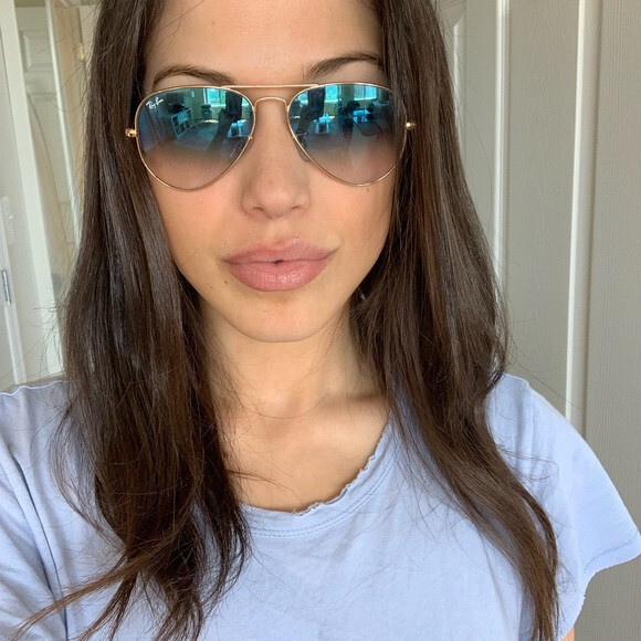 Sunglasses Aviator 3025 001/3f Light Blue Gradient Lenses-Ray Ban Standard  Size