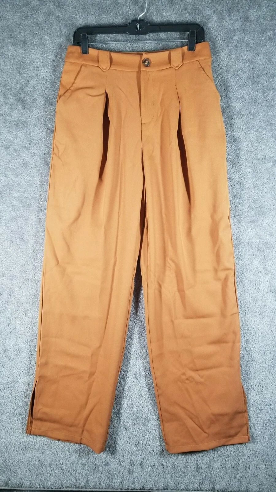 PRETTYLITTLETHING Pantalone donna Pretty Little Thing taglia 6 orlo spacco gamba larga marrone nuovo con etichetta vestito