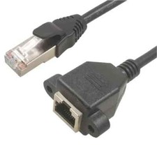 Rj45 Male to Female Screw Panel Mount Ethernet LAN Network Extension Cable 60cm